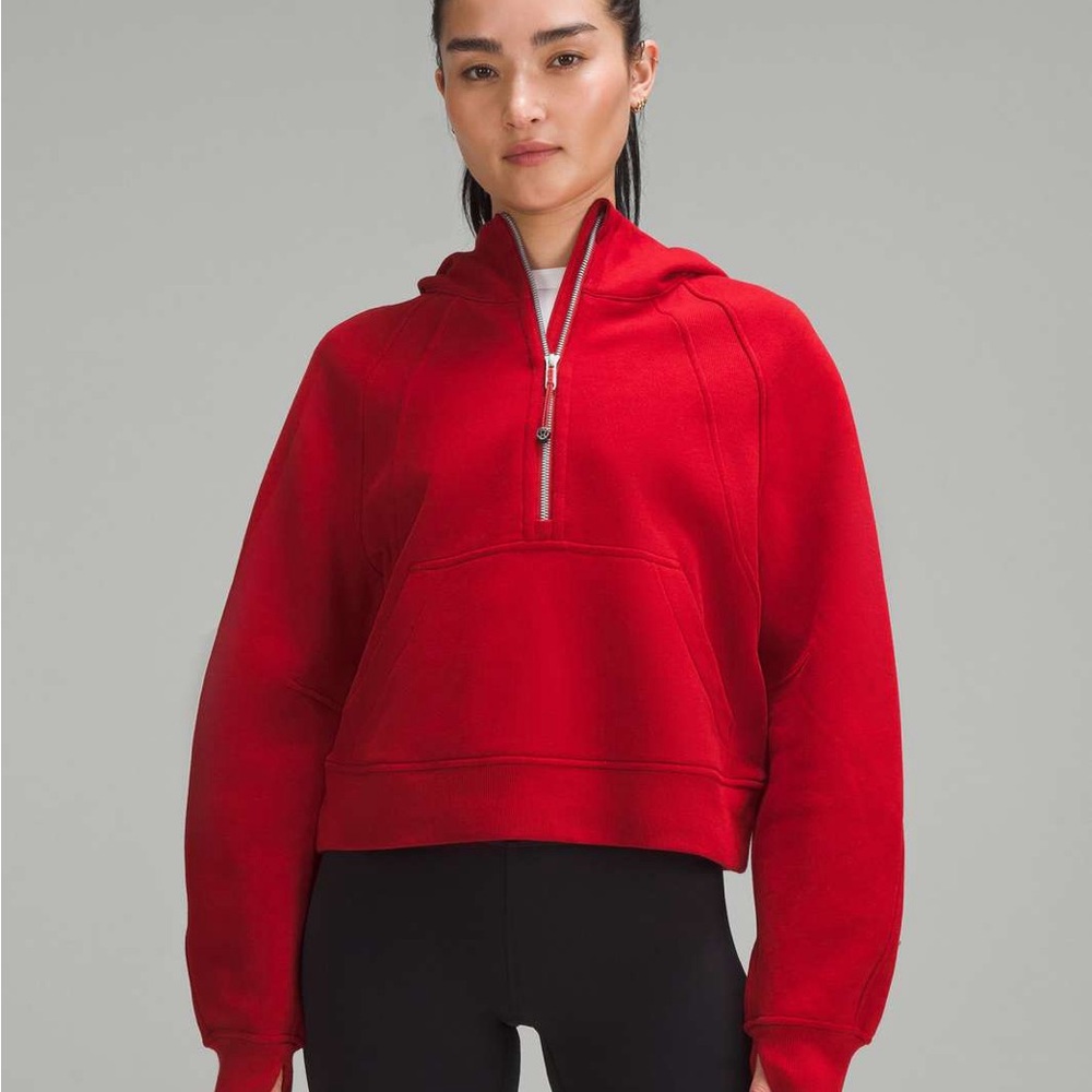 Red Lululemon Oversized Half Zip Scuba Hoodie